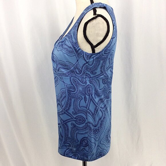 Patagonia Bandha Tank Top Womens Size Medium Blue Ruched Empire Scoop Neck - Picture 4 of 7